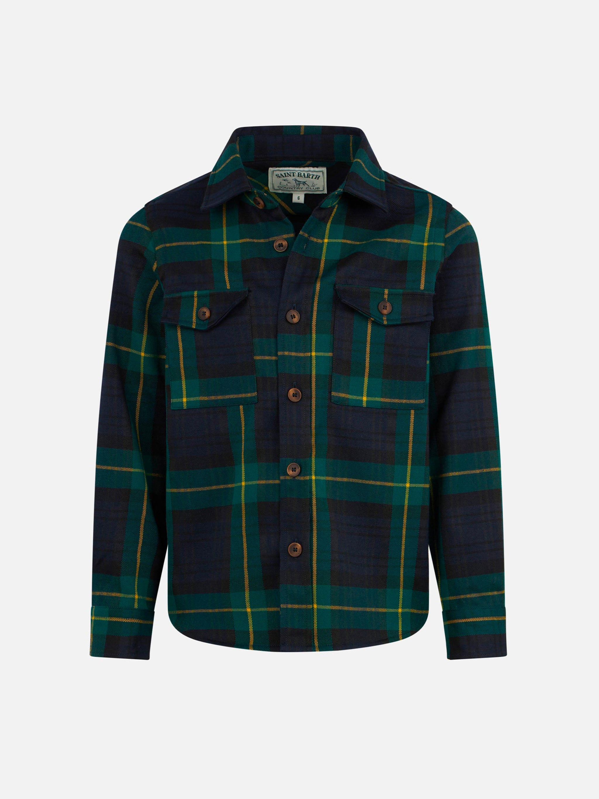 Boy Wooly Shirt With Tartan Print Blue