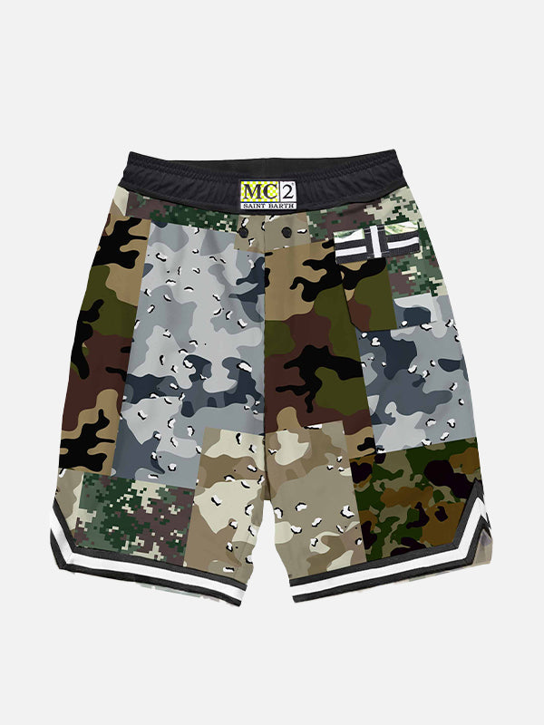Boy Long Swim Shorts With Camouflage Print __single__ Swimshort