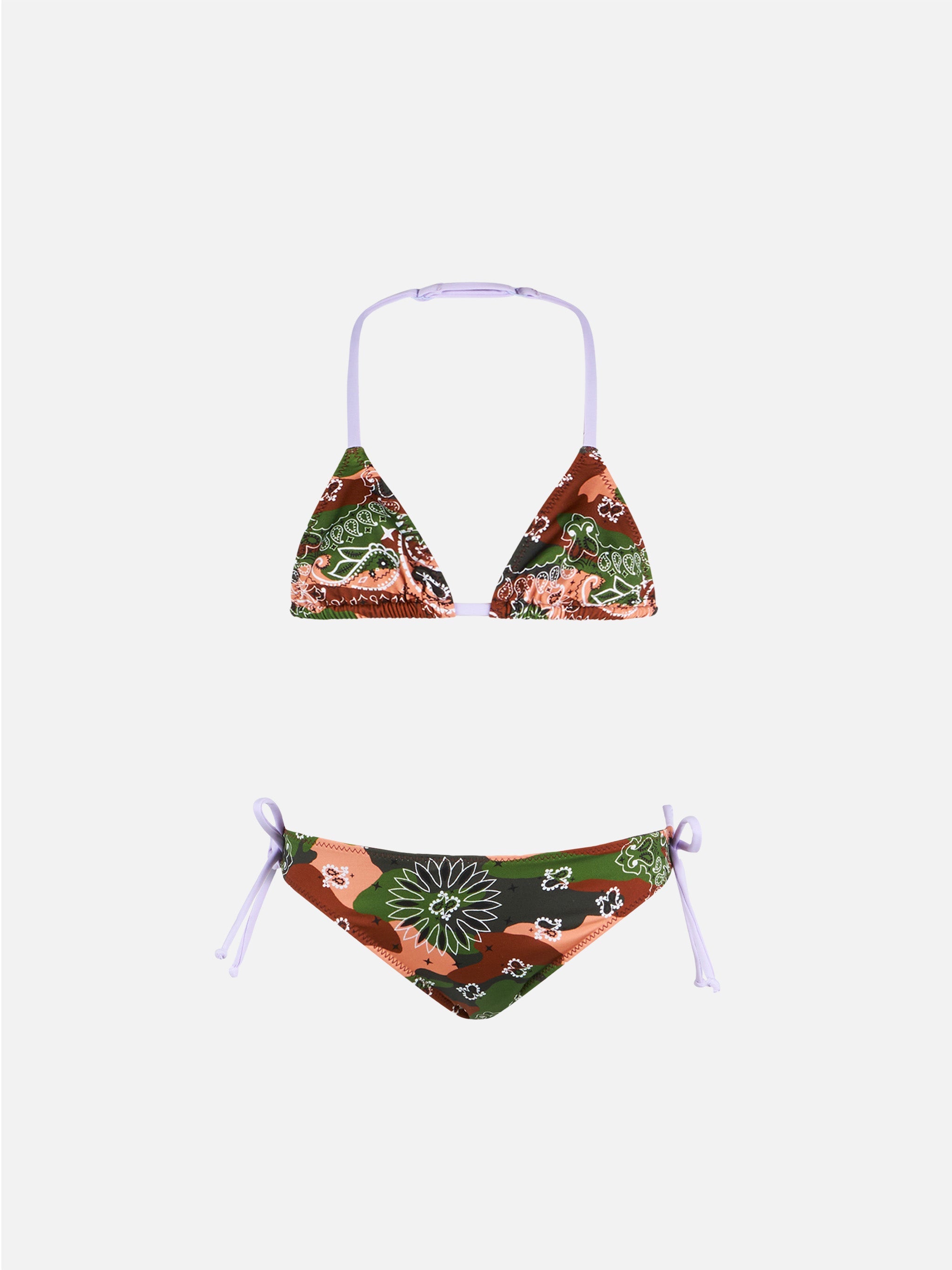 Triangle Bikini Holly With Mimetic Bandana Print Grey
