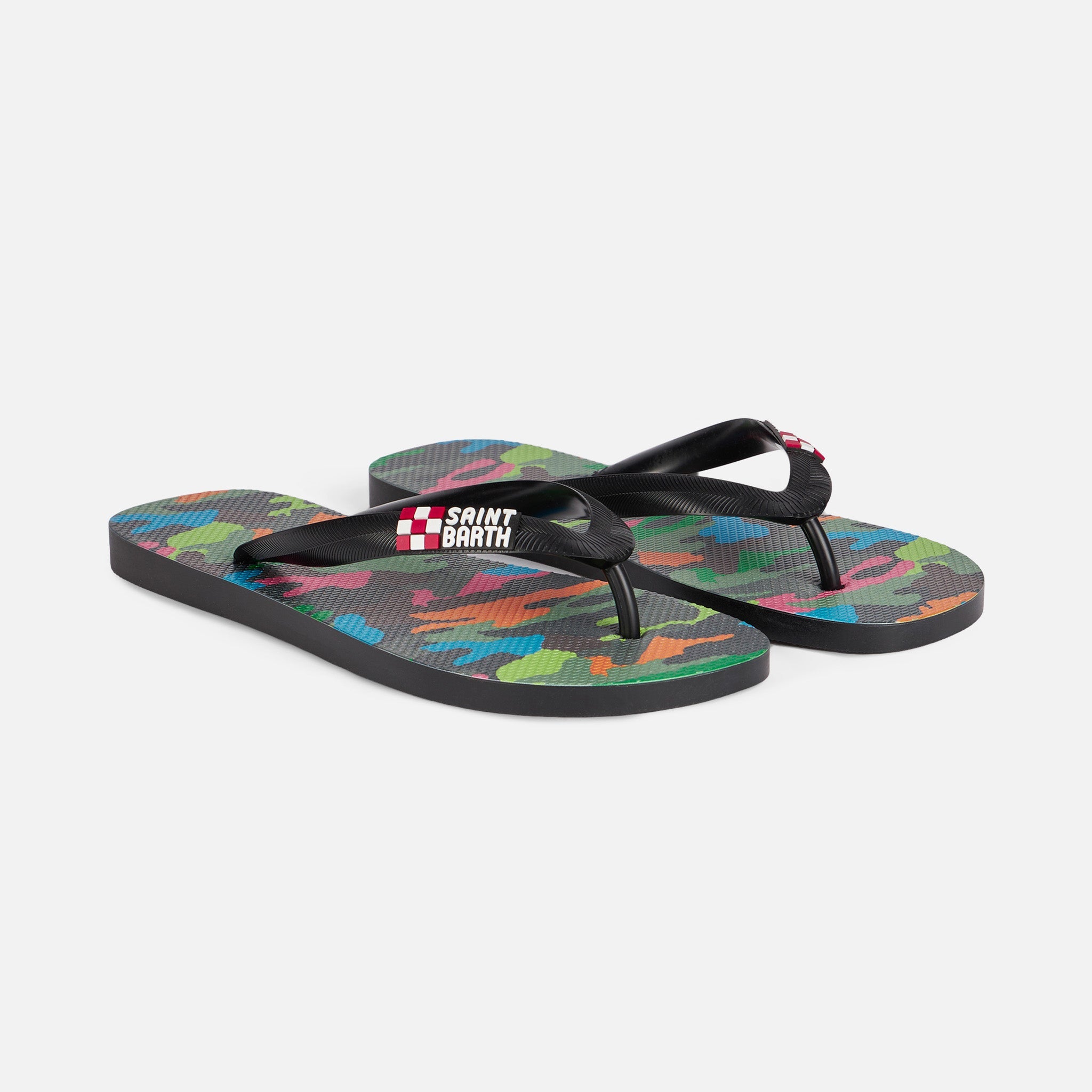 Flip Flops With Multicolor Fluo Camouflage Print Flop