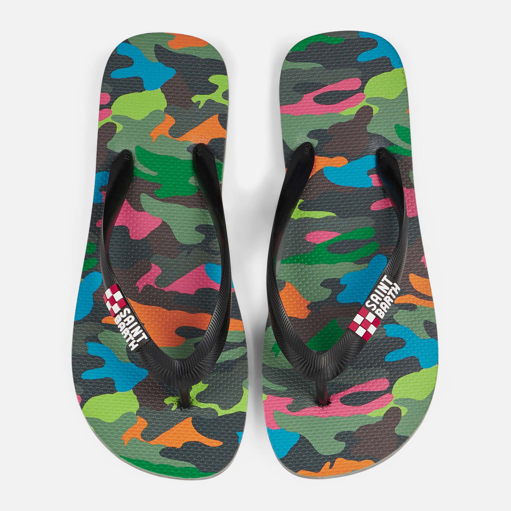 Flip Flops With Multicolor Fluo Camouflage Print Flop
