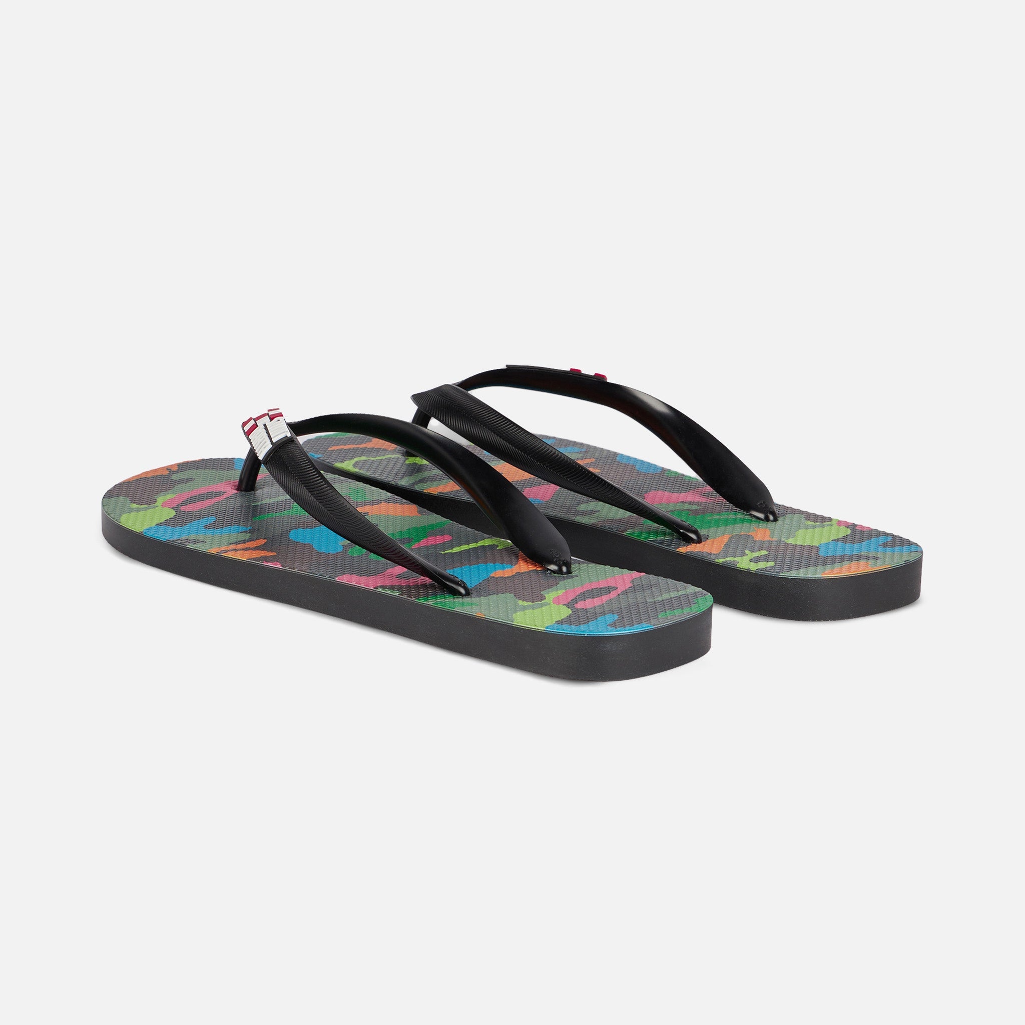 Flip Flops With Multicolor Fluo Camouflage Print Flop
