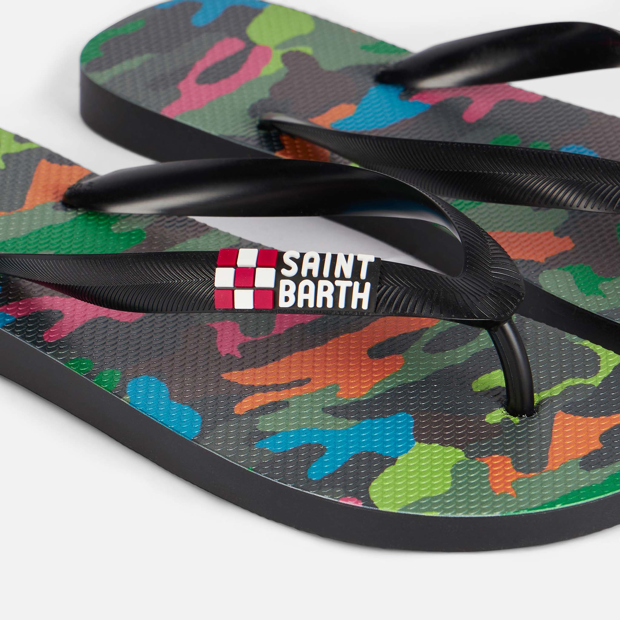 Flip Flops With Multicolor Fluo Camouflage Print Flop