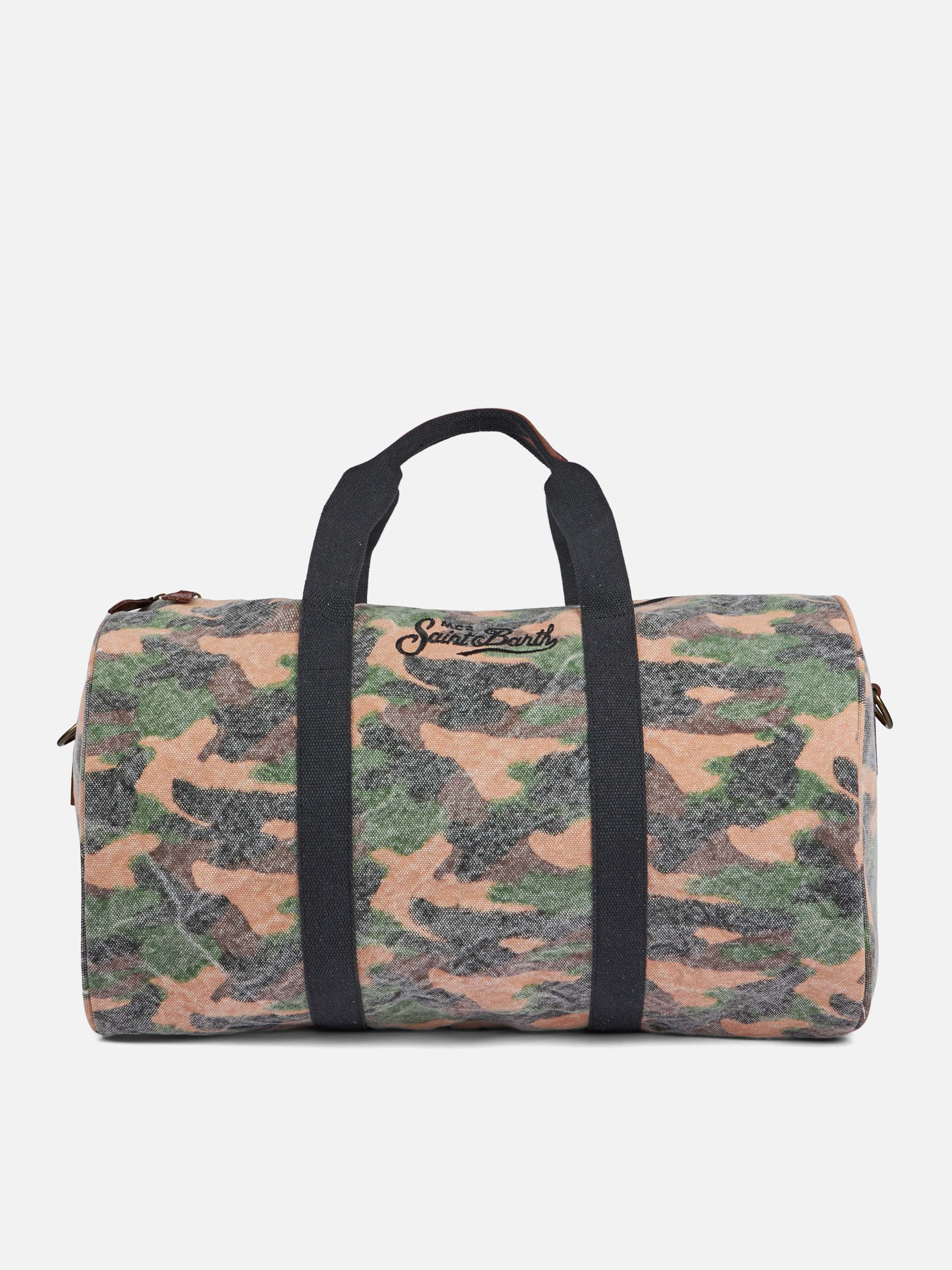 Travel Duffel Bag With Camouflage Print Green
