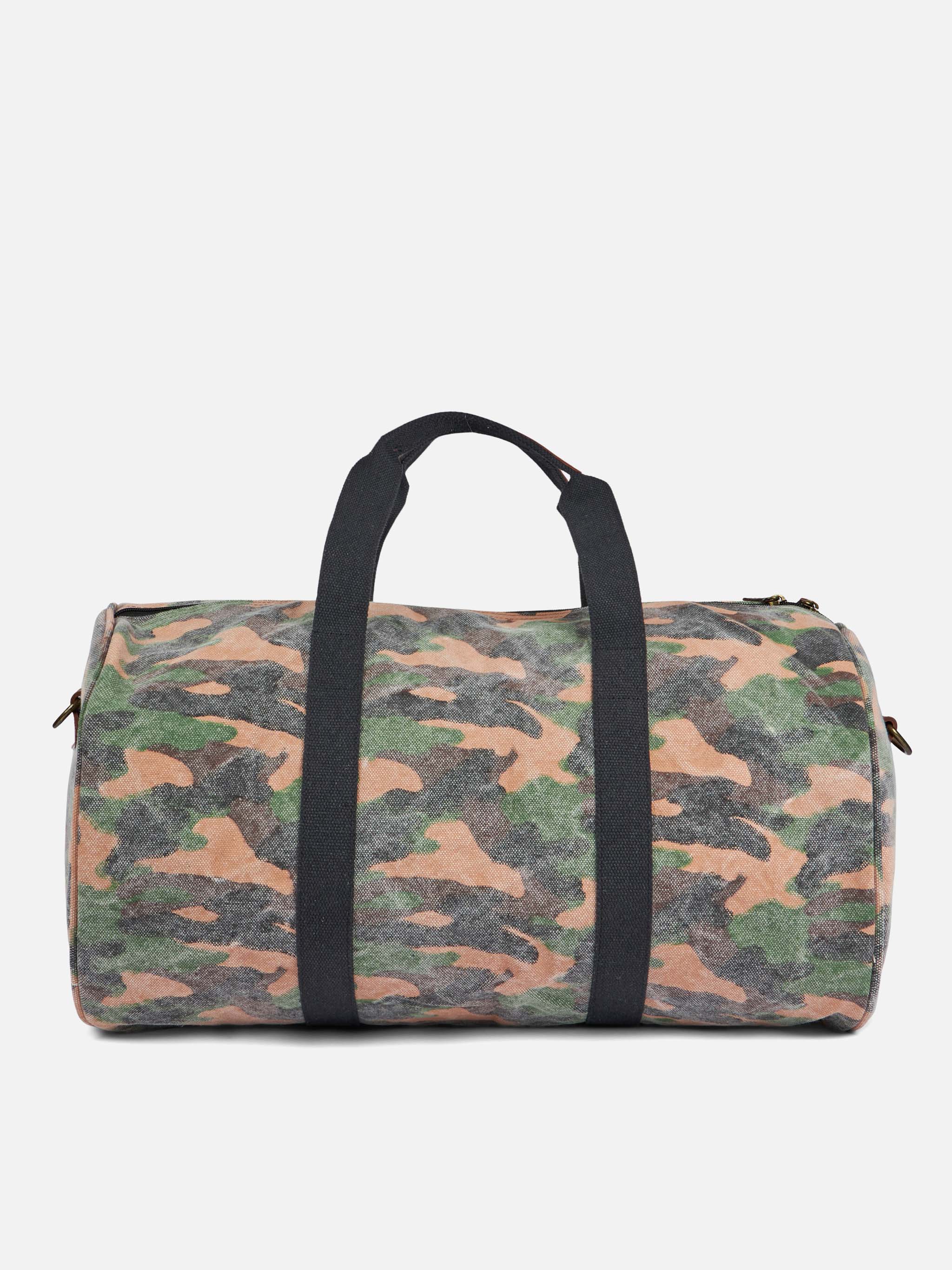 Travel Duffel Bag With Camouflage Print Green