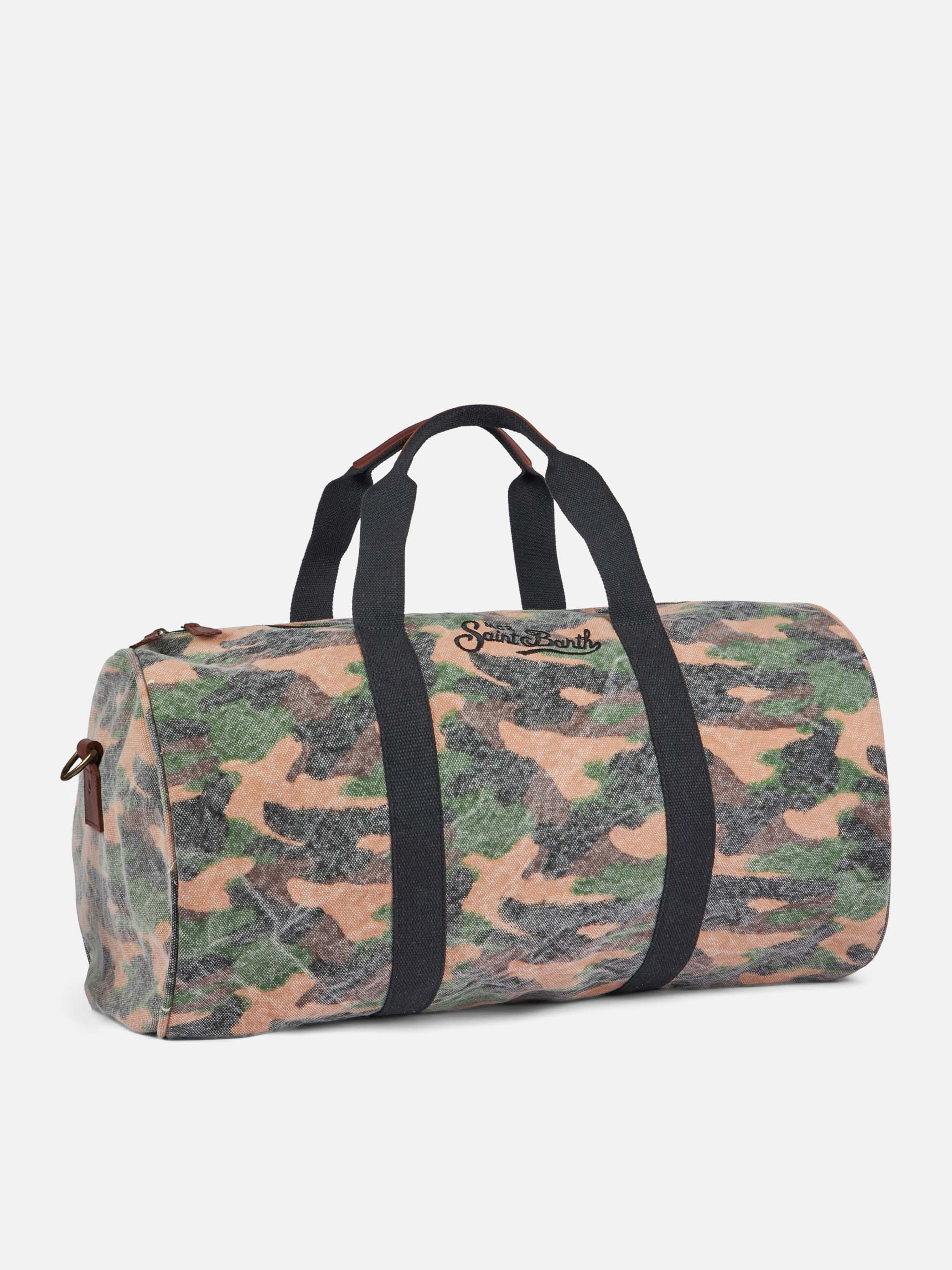 Travel Duffel Bag With Camouflage Print Green