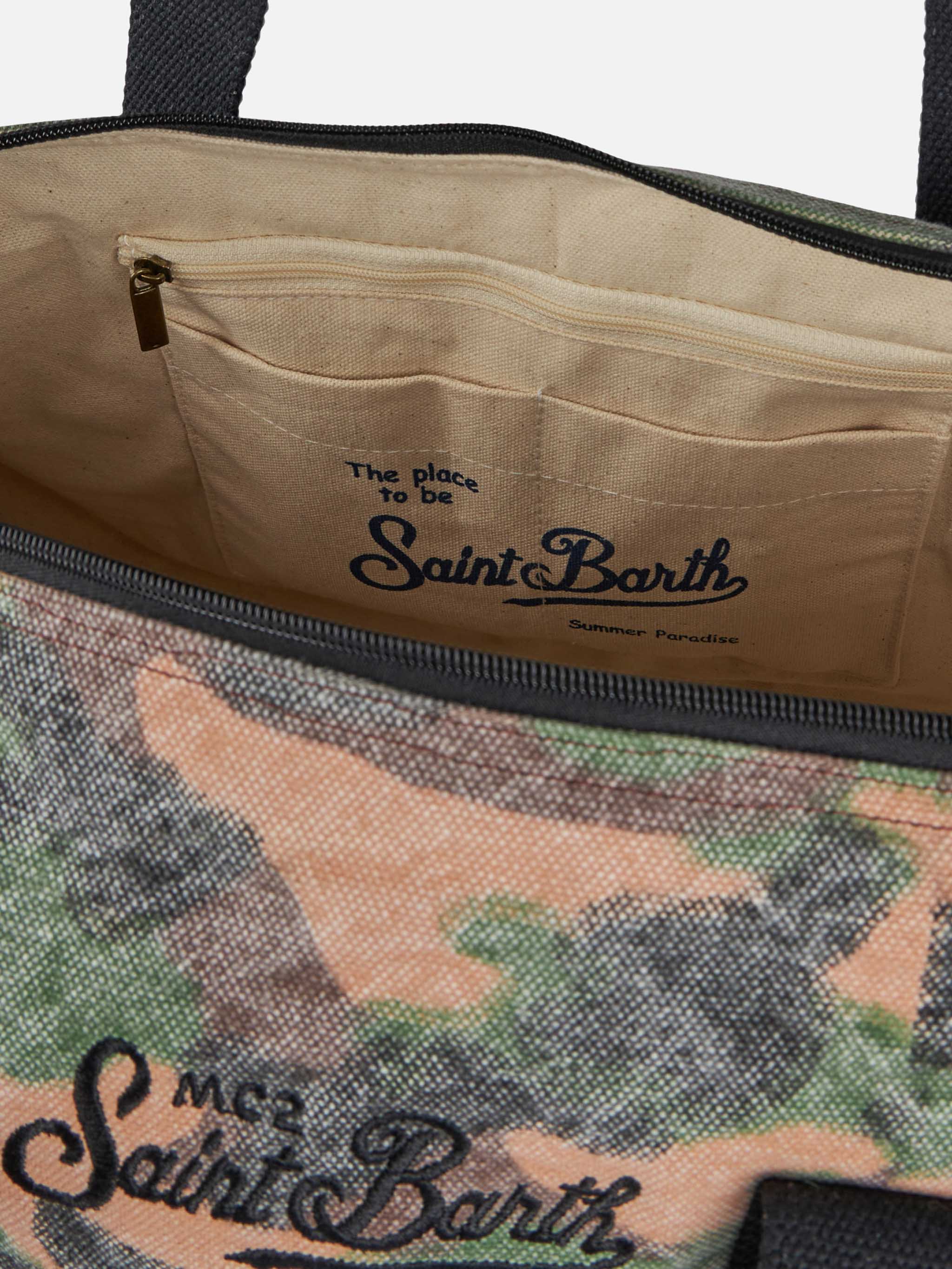 Travel Duffel Bag With Camouflage Print Green