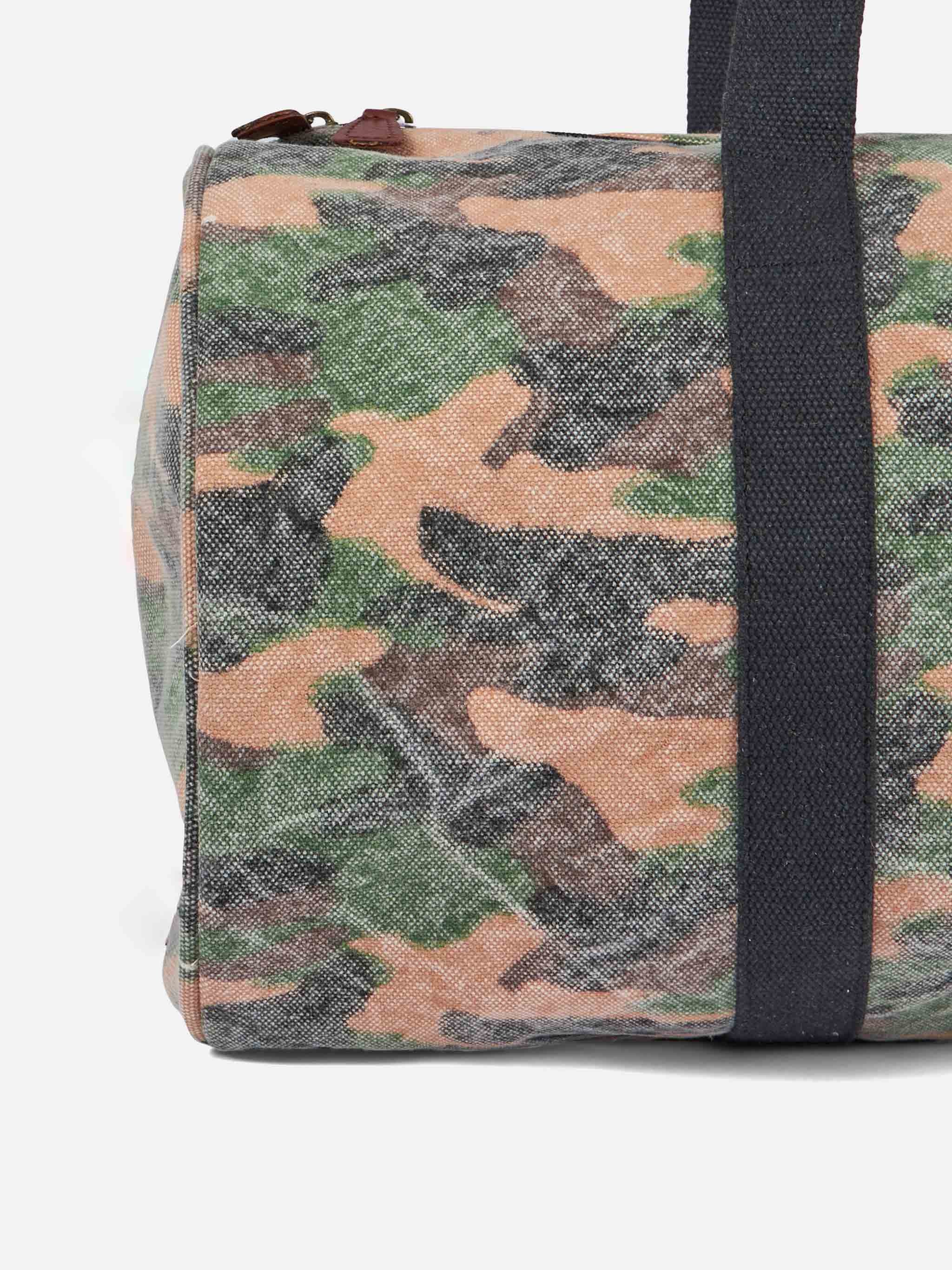 Travel Duffel Bag With Camouflage Print Green