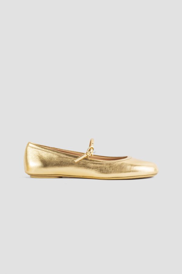 Gianvito Rossi Metallic leather flat in gold