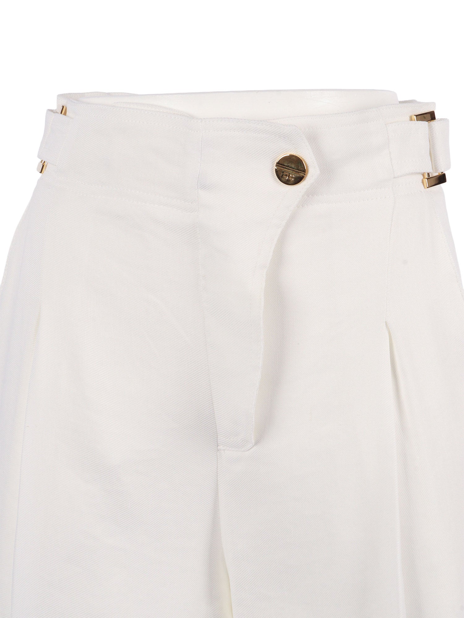 Trousers White Linen Viscose Elastane