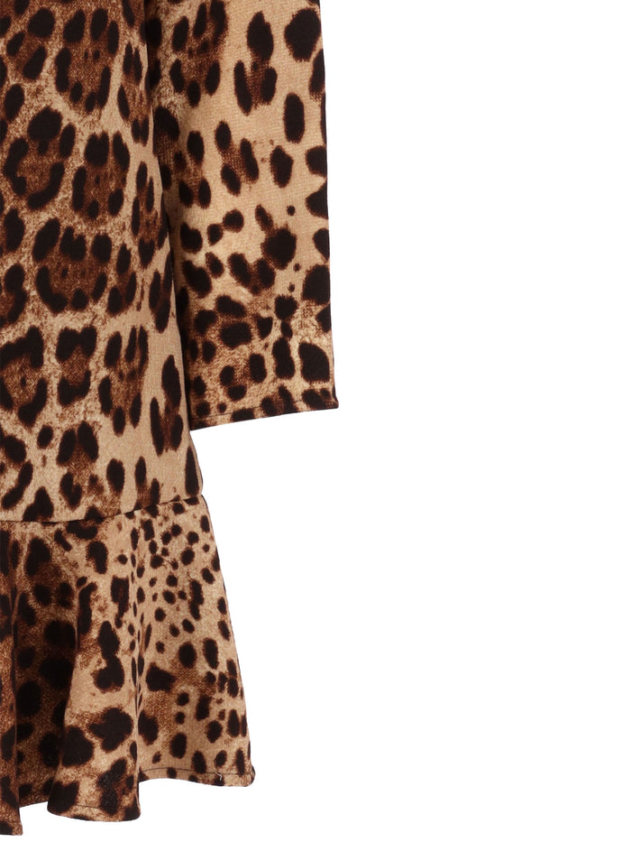 Long Sleeves Dress Brown Wool Lining Viscose