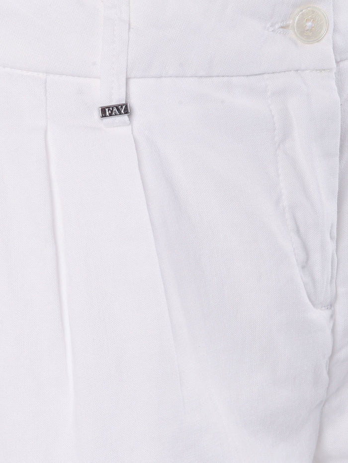 CHINO SHORTS White Linen Cotton Elastane Bermuda