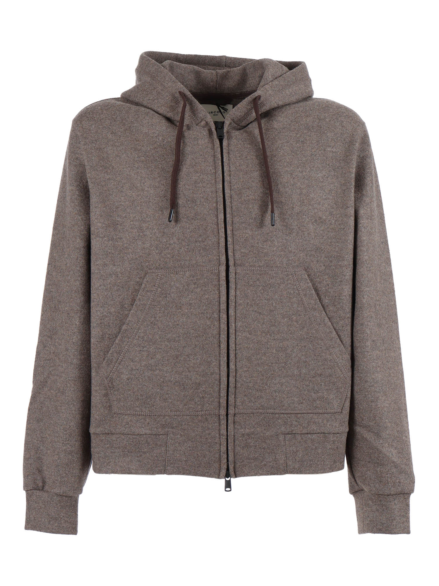Full Zip Hoodie Wool Brown Fabric 2 Other Fiber Sweatshirt