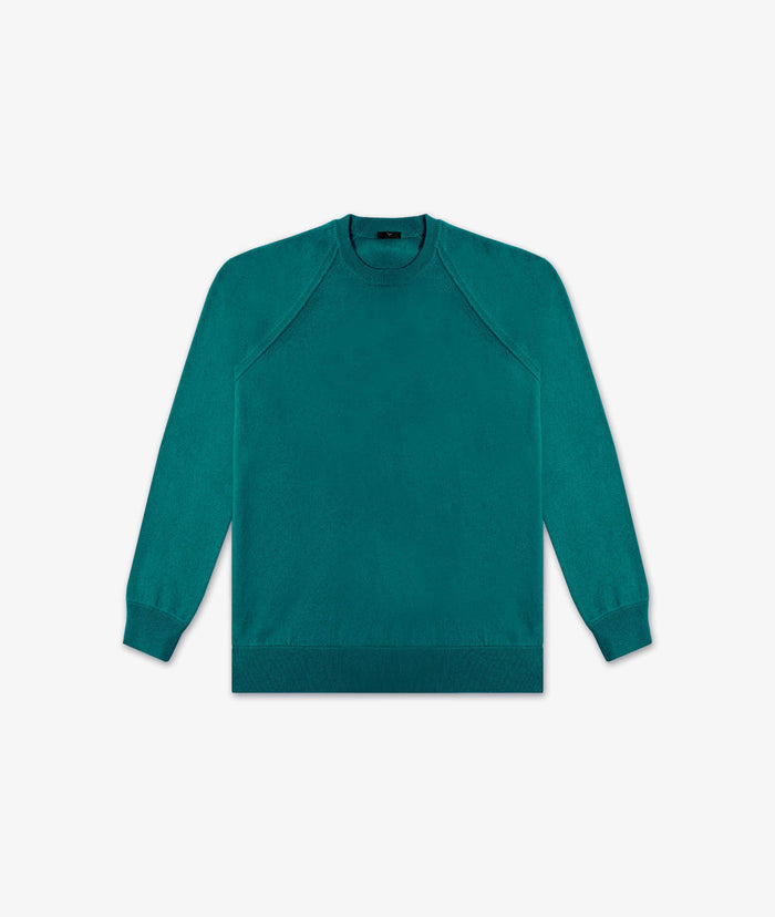 Crewneck Cashmere Sweater Anchorage Teal Round Neck