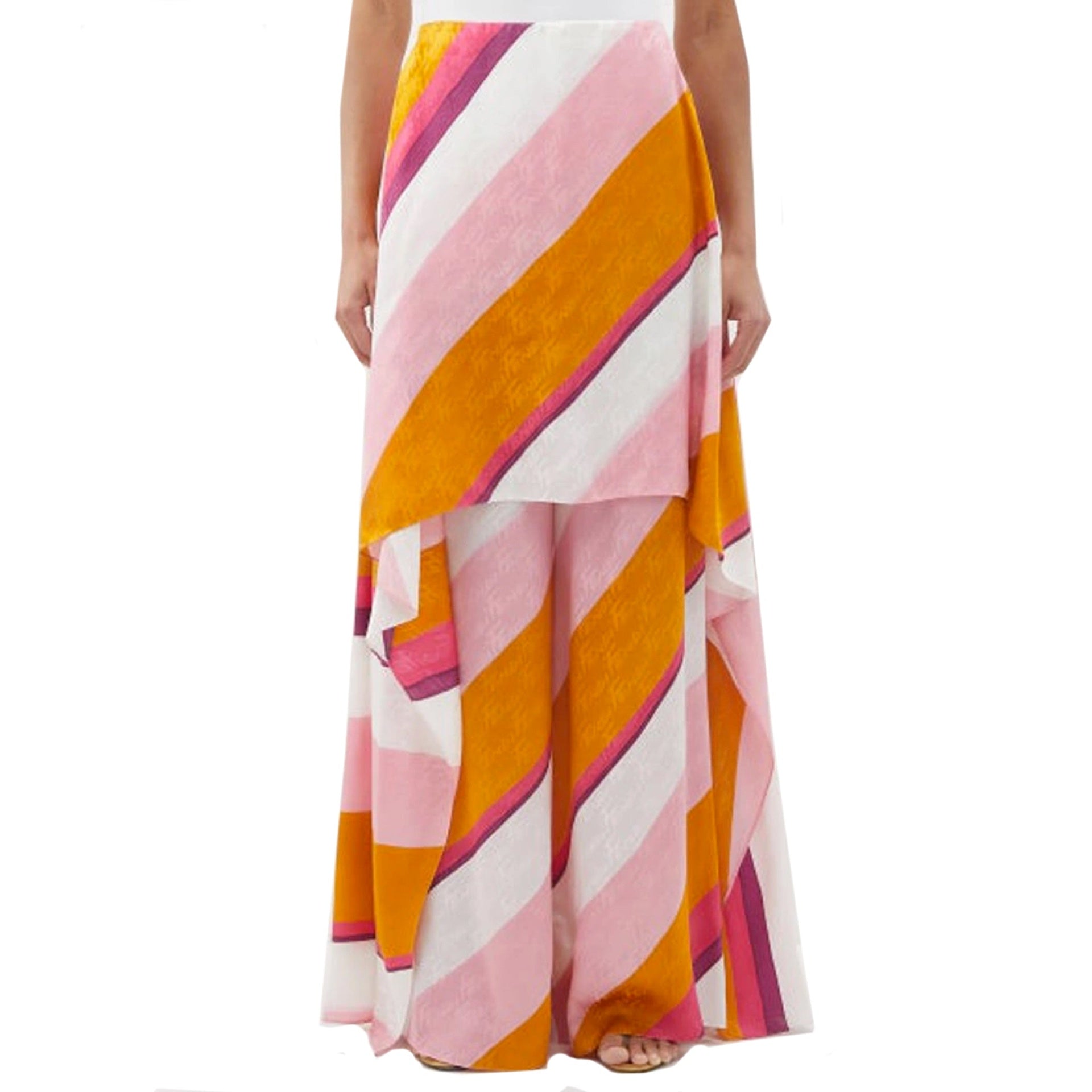 Ff Color-Block Draped Trousers Pink Silk