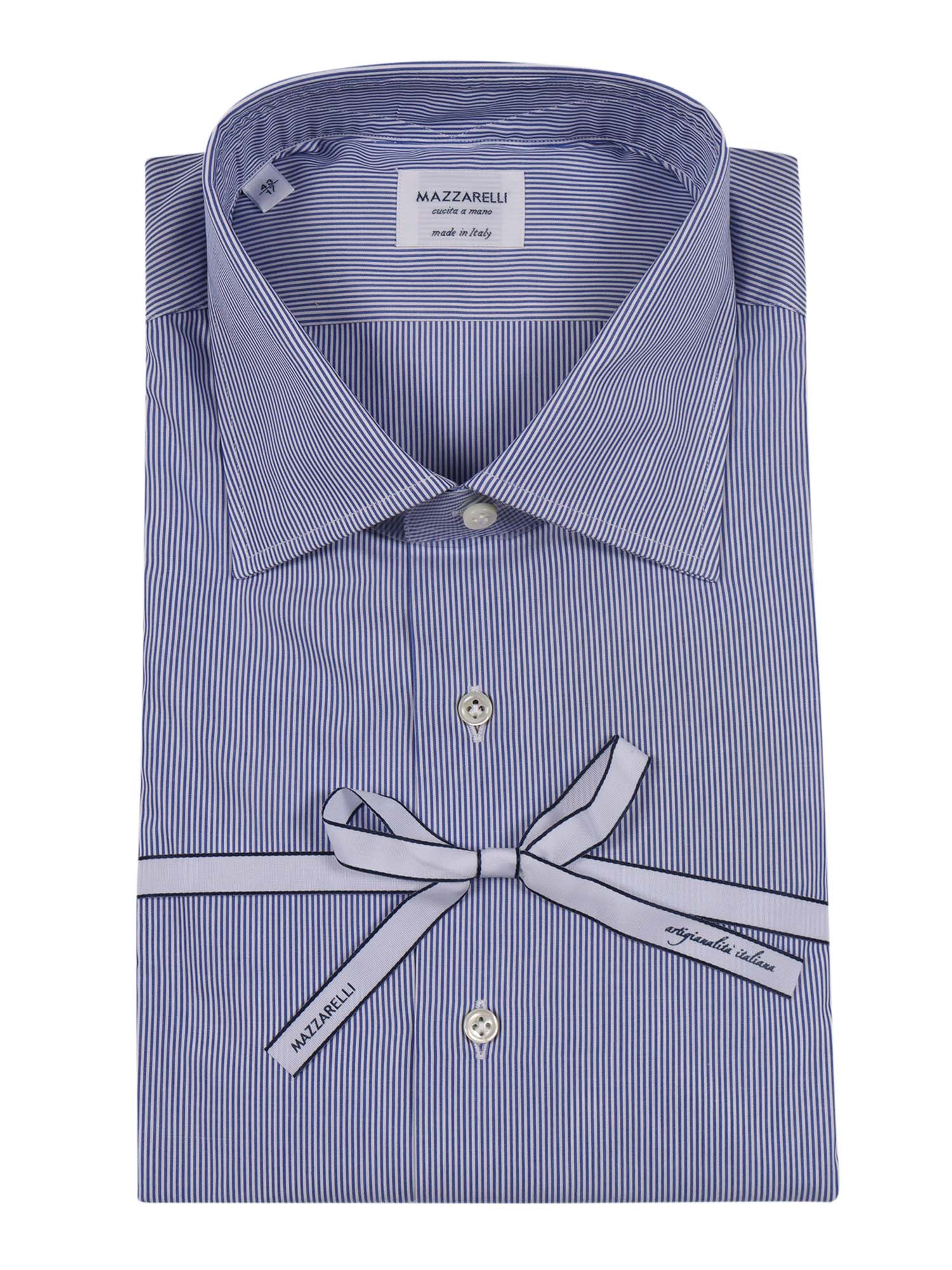 Striped Cotton Slim Fit Shirt Light Blue