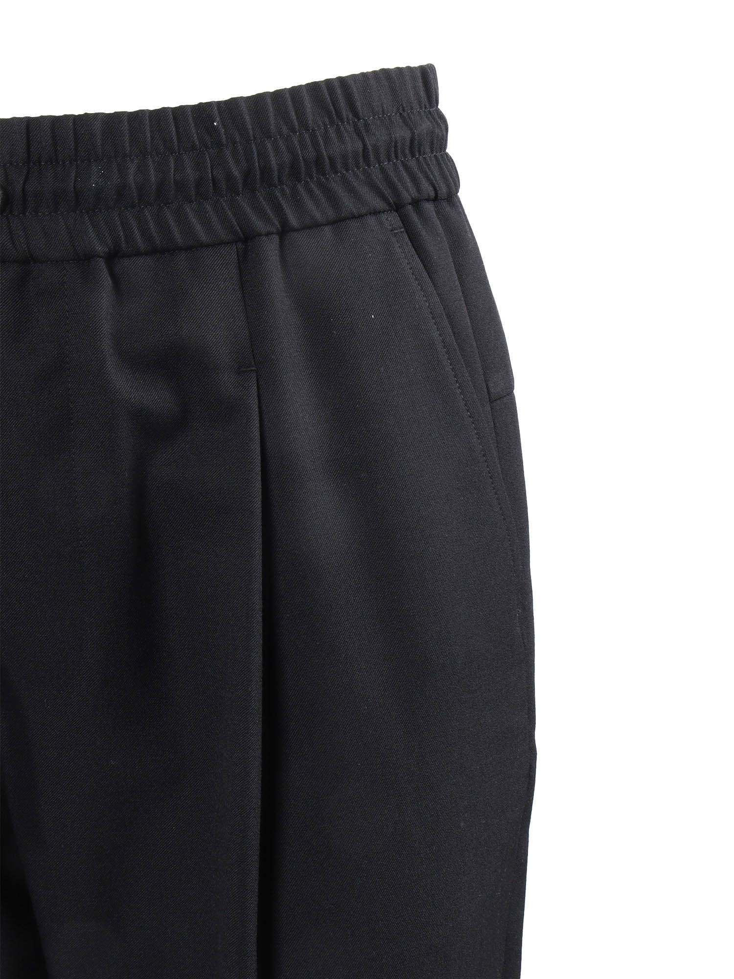 Cropped Pants Black Virgin Wool Polyester