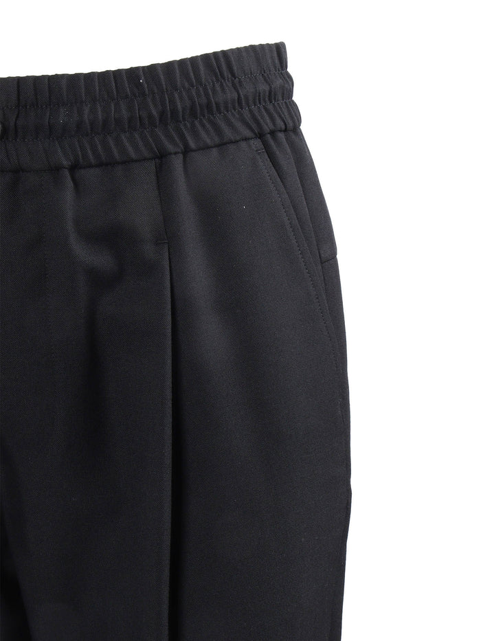 Cropped Pants Black Virgin Wool Polyester
