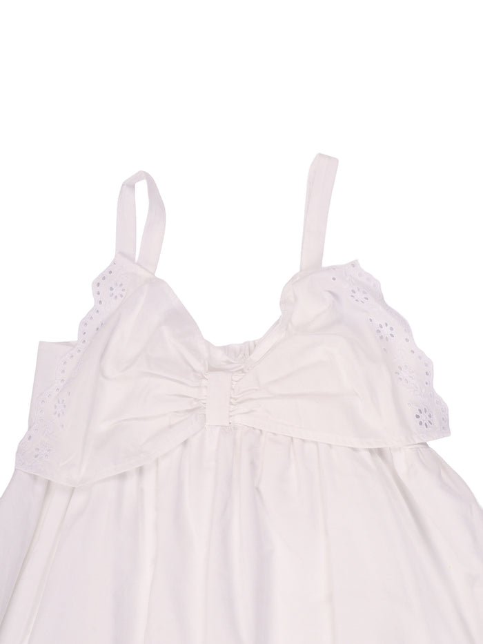 Stretch Poplin Butterfly Dress White Cotton