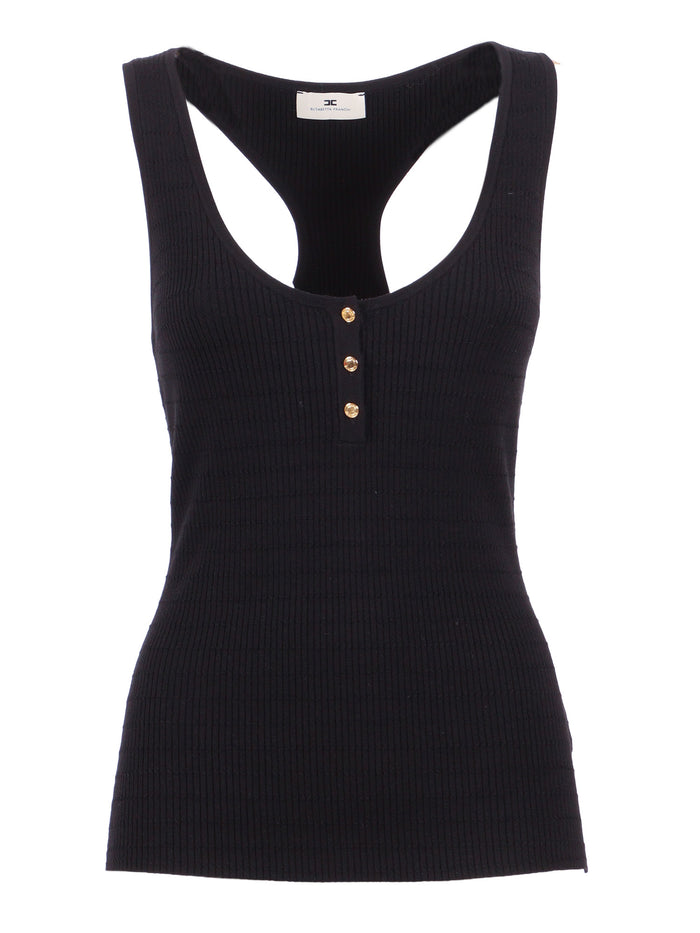 Womans Knitted Top Black Lyocell Polyamide Silk