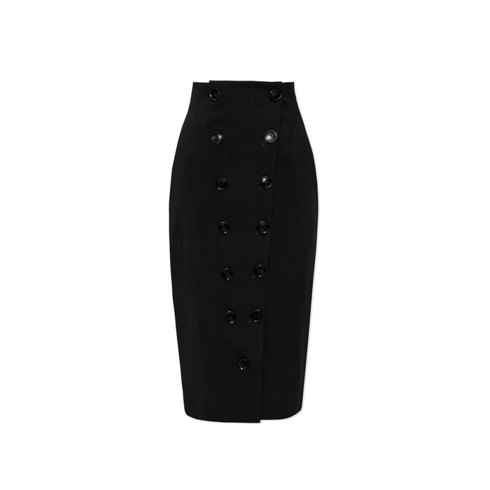 Alaia Wool Pencil Skirt Black Elastane