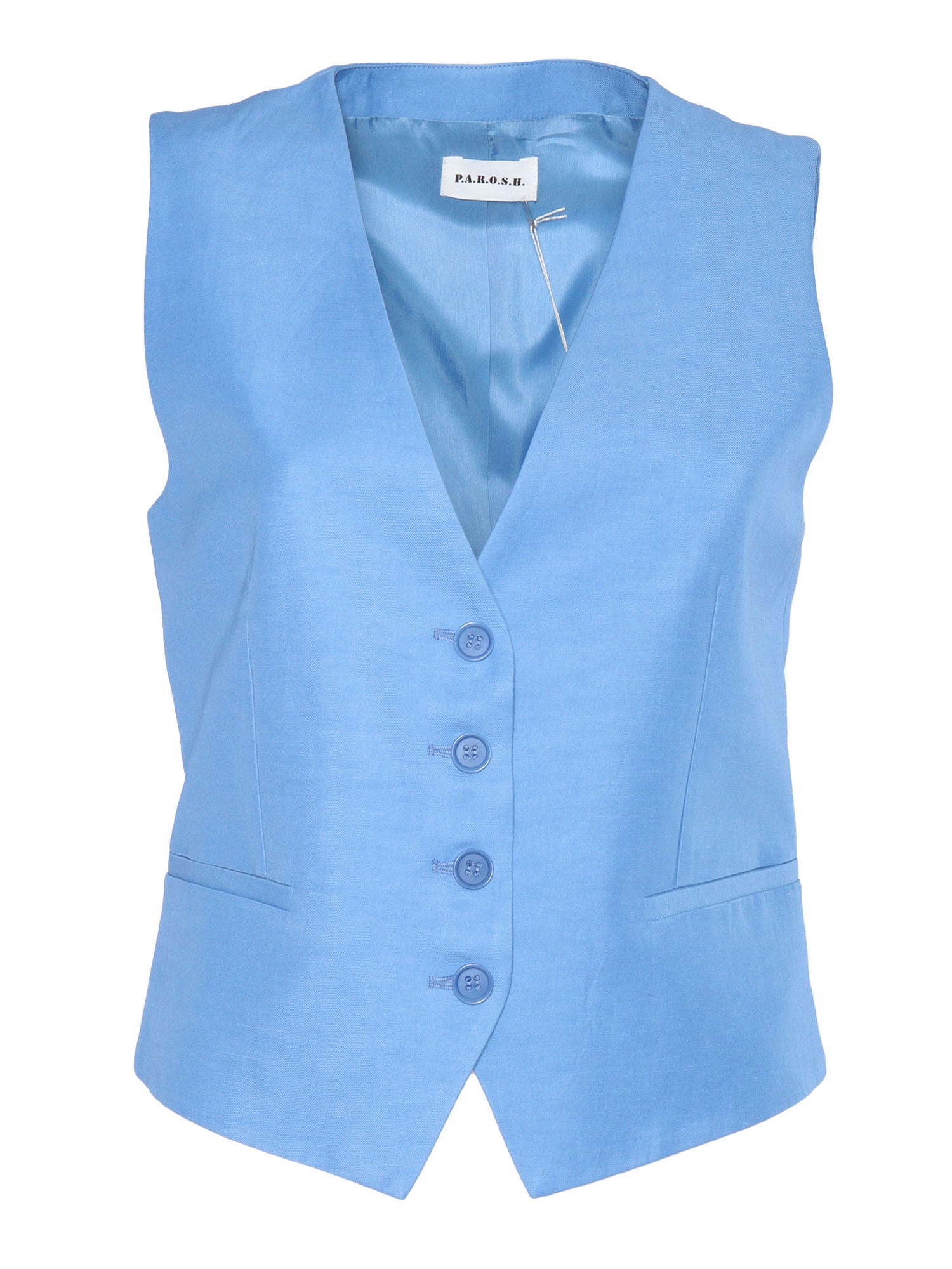 VEST Light Blue Viscose Linen