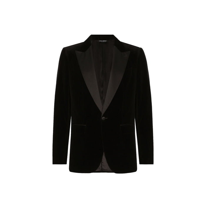 Tuxedo Velvet Jacket Black Cotton Polyester Silk