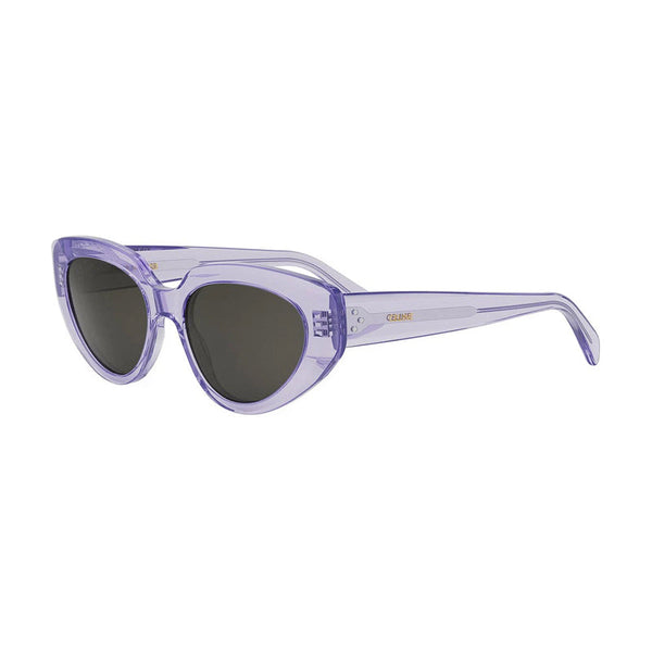 Celine Sunglasses Cat Eye Full Rim, Shiny Lilac Frame And Smoke Lens Cl40286i78a Purple