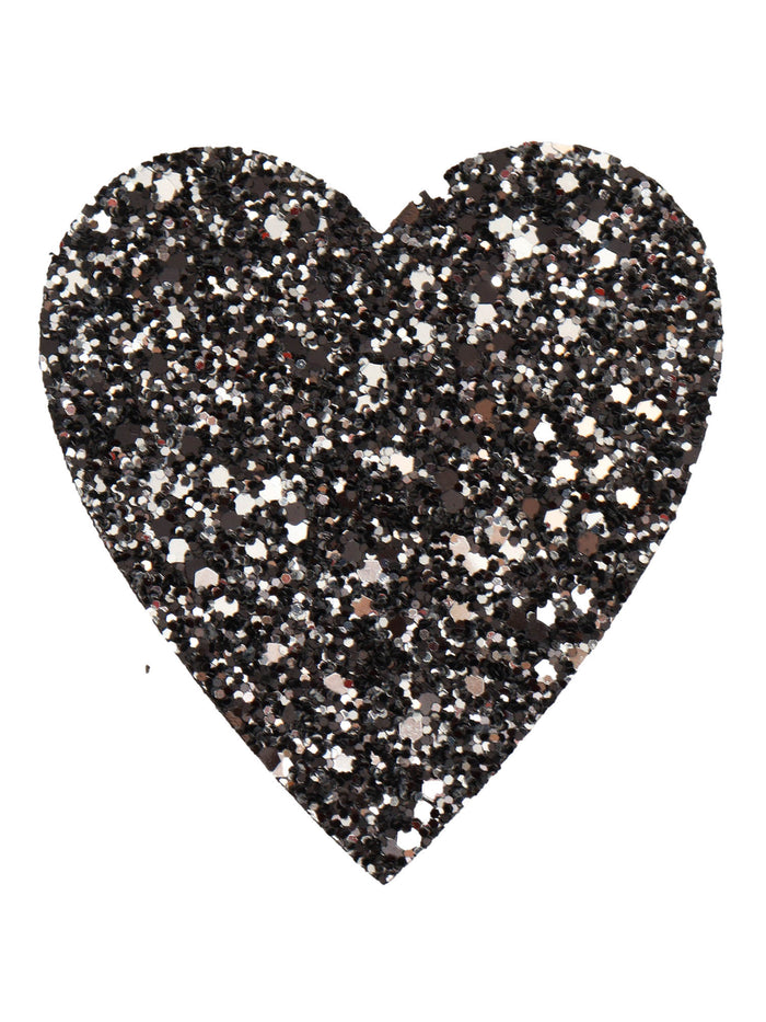 Glittered Heart Brooch Black