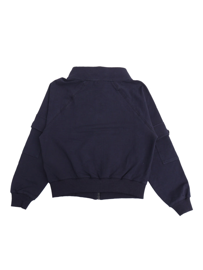 SWEATSHIRT WITH POCKETS Blue Cotton Elastan