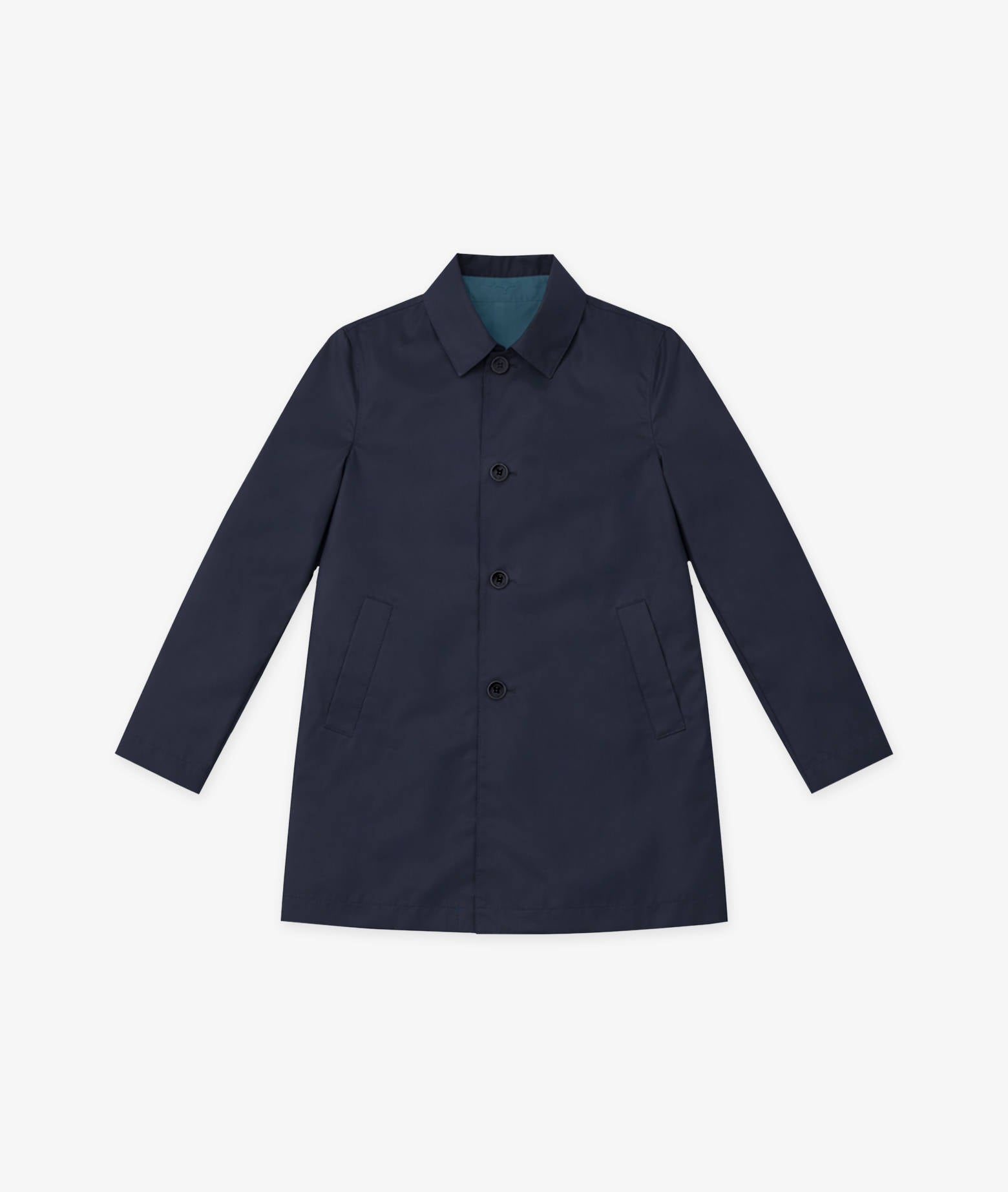 Deauville Reversible Duster Coat Blue Raincoat Single Breasted