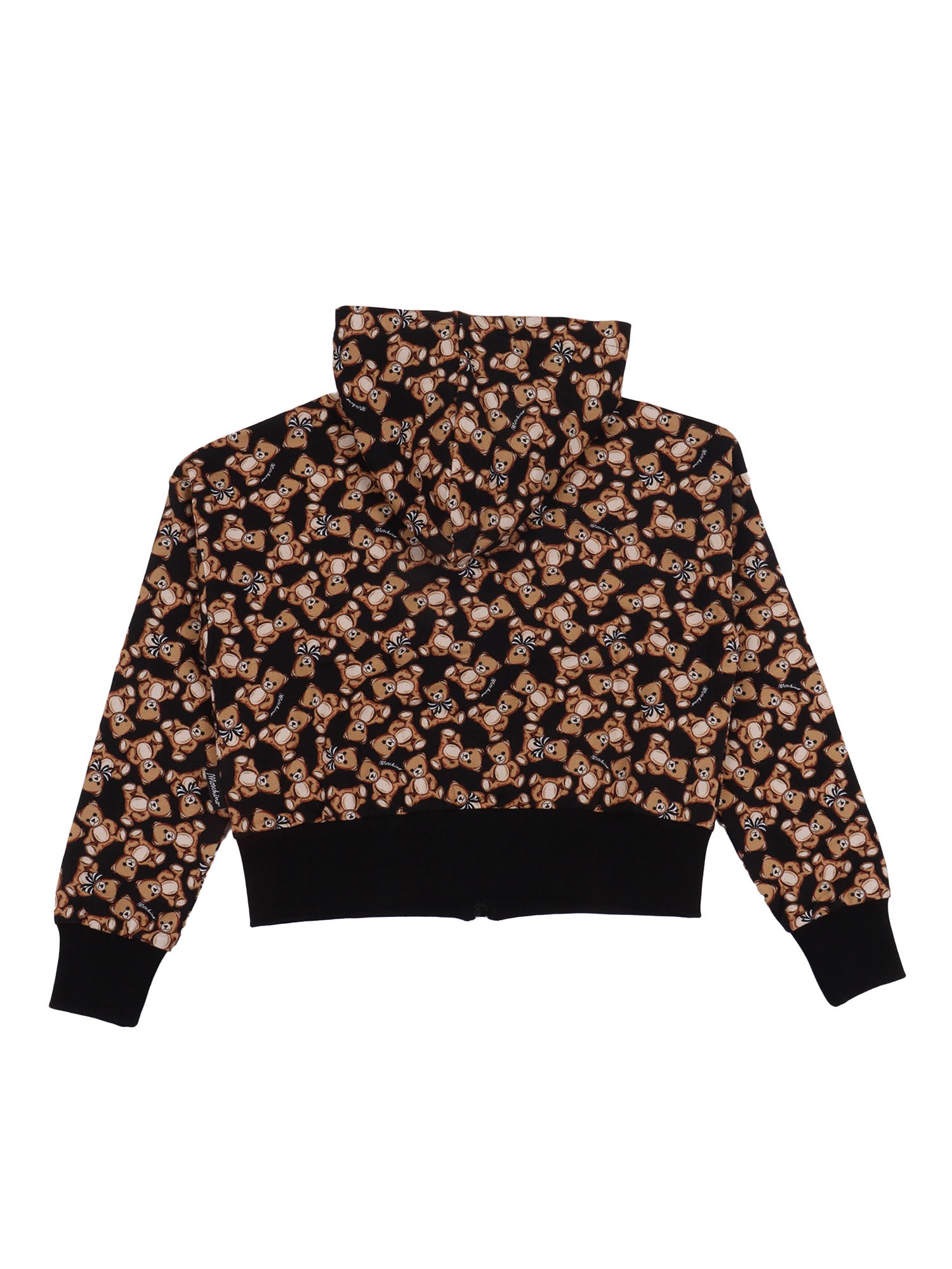 Zipped Hoodie Black Cotton Elastane Sweatshirt