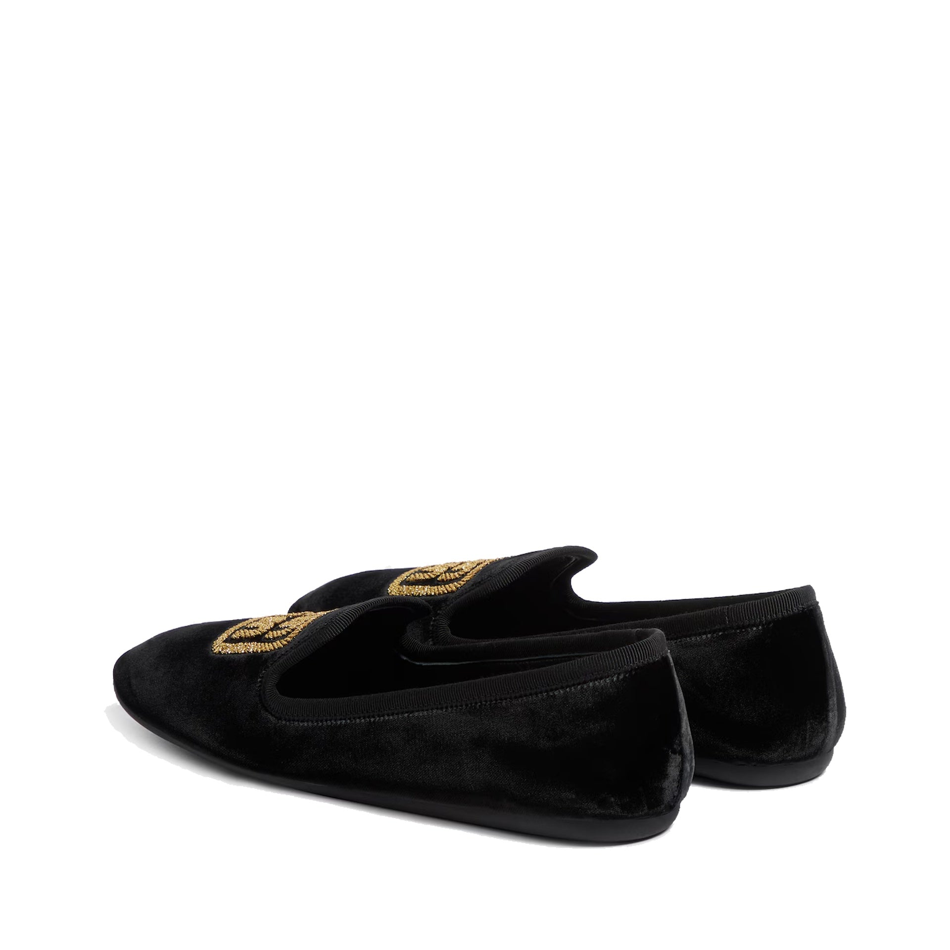Logo Velvet Flats Black Fabric