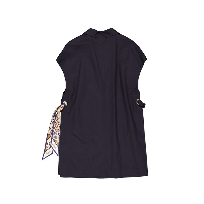 Herno Sleeveless Long Coat Blue Cotton