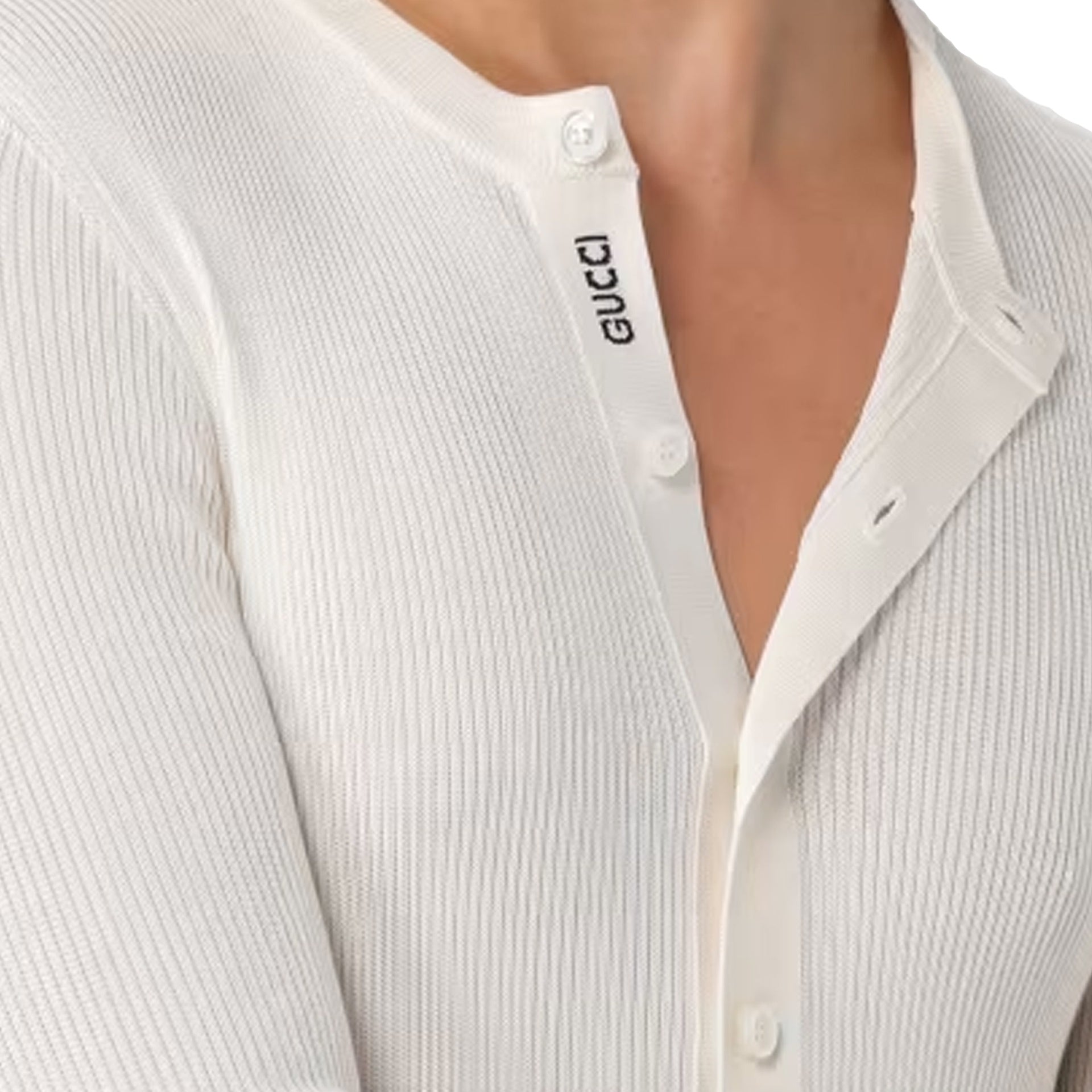 Ribbed-Knit Silk T-Shirt White