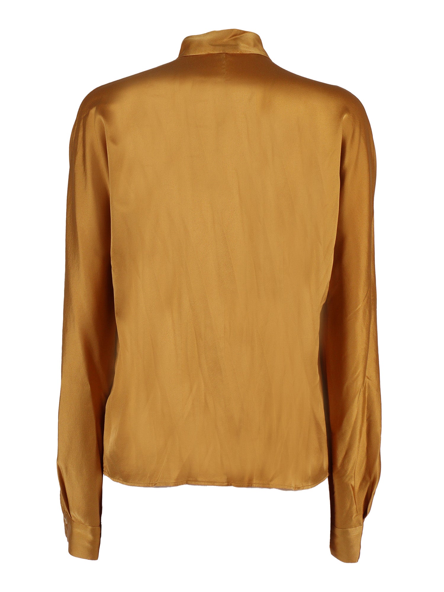 stretch silk satin kimono shirt Yellow Elastane