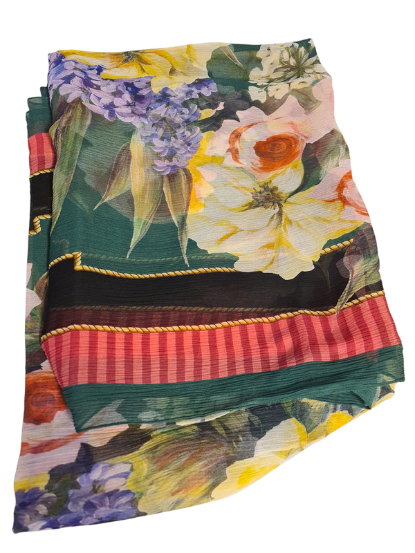 1138a Scarf Multicolor Flowers 115x205cm
