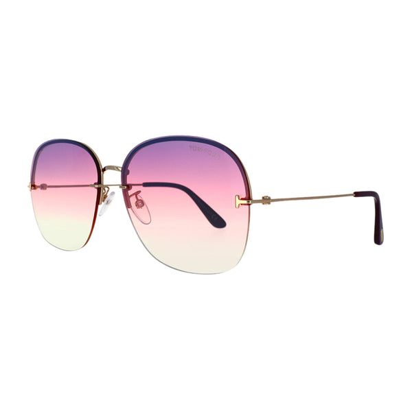 Tom Ford Sunglasses Round Full Rim, Shiny Gold Frame And Purple Gradient Lens Ft0794-H28z