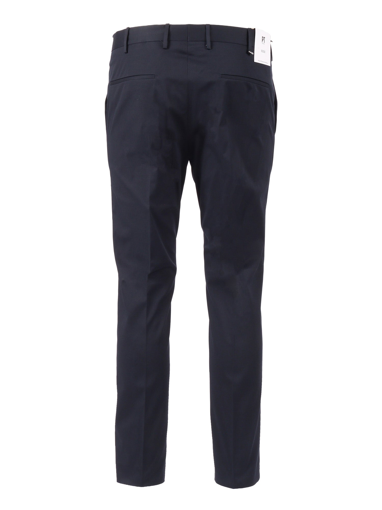DIECI, Flat Front, Diagonal Pockets, Finished B. Blue Cotton Elastane Pant