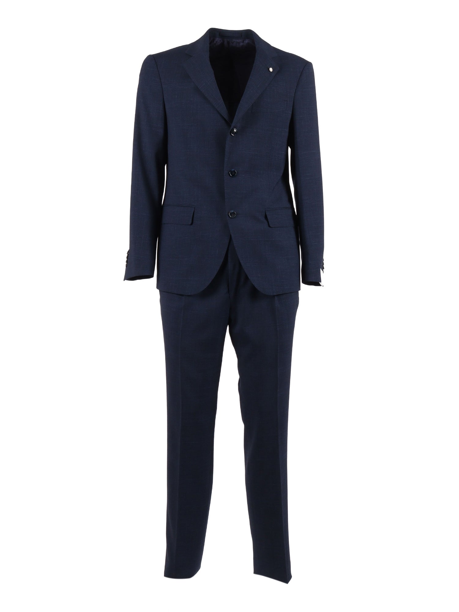 Suit Blue Virgin Wool Linen Elastane Dress