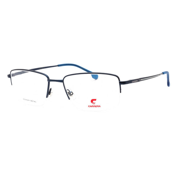 Carrera Eyeglasses Rectangle Semi Rim, Matte Blue Frame And Clear Demo Lenses Lens Carrera88950fll00 Sunglasses
