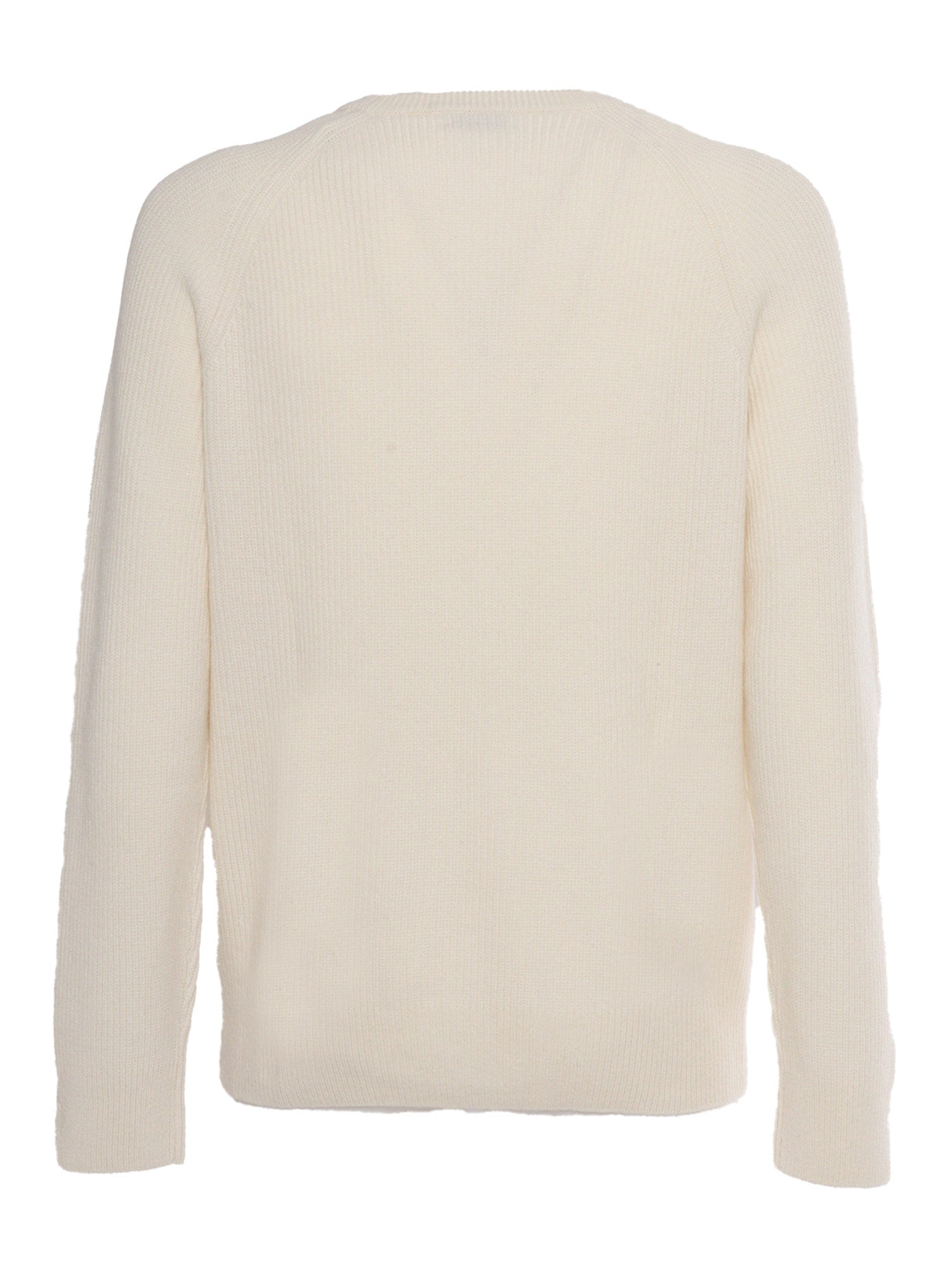 R Neck Pullover White Cashmere Crewneck