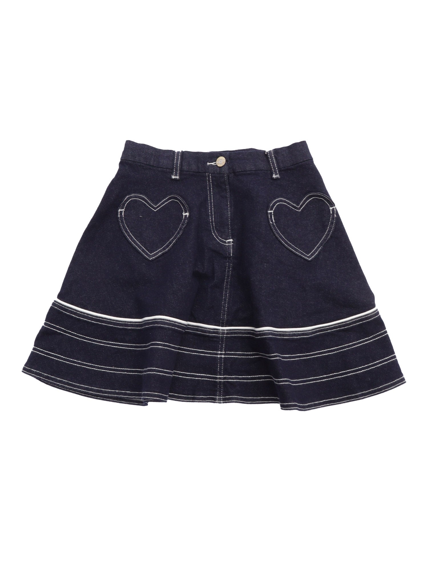 DENIM SKIRT WITH HEART POCKETS Blue Cottone Polyester Elastan