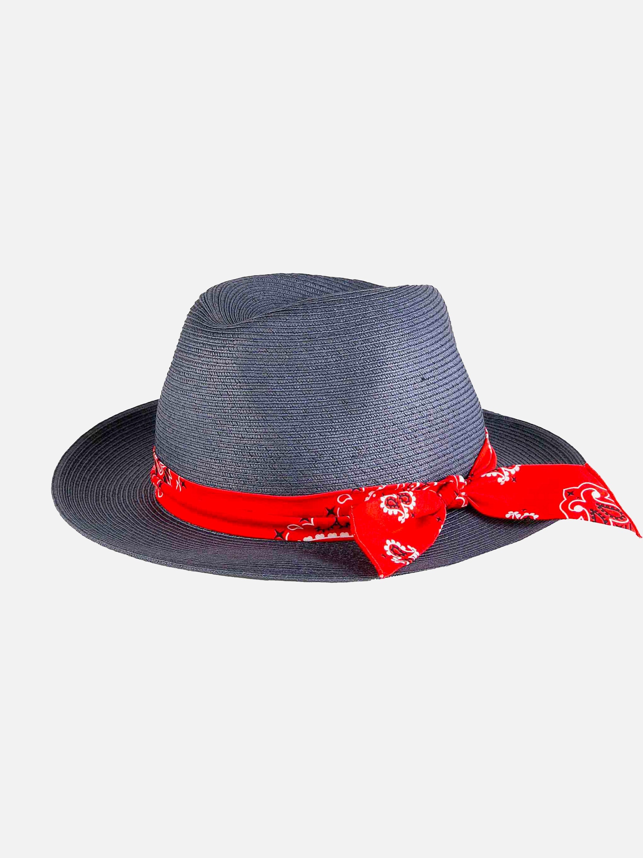 Blue Jeans Paper Hat With Bandanna Print Bandeau Red