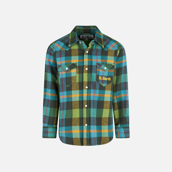 Boy Shirt With Tartan Print Green