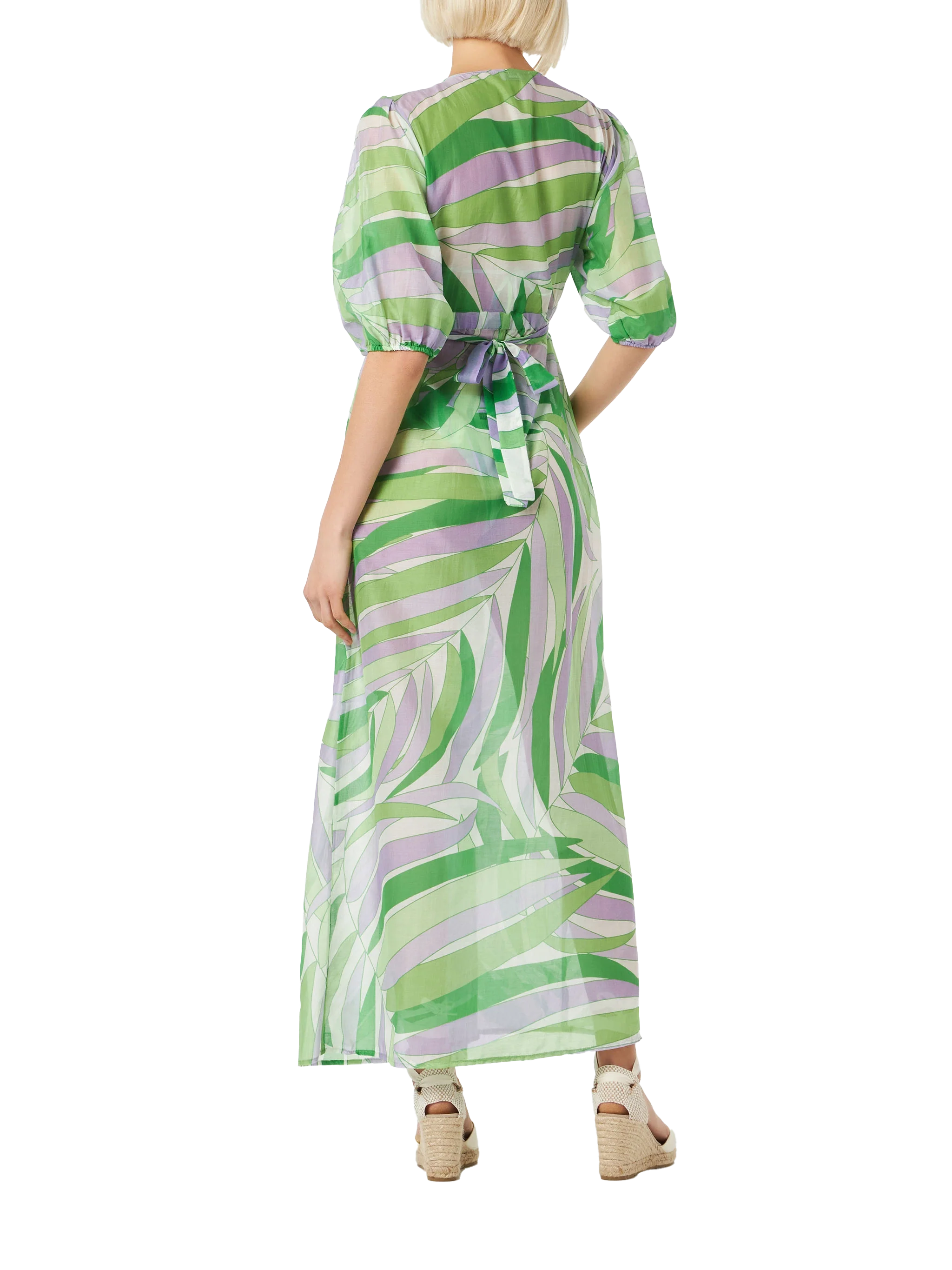 Cotton And Silk Long Dress Bliss With Palm Print __single__ Beach Robe
