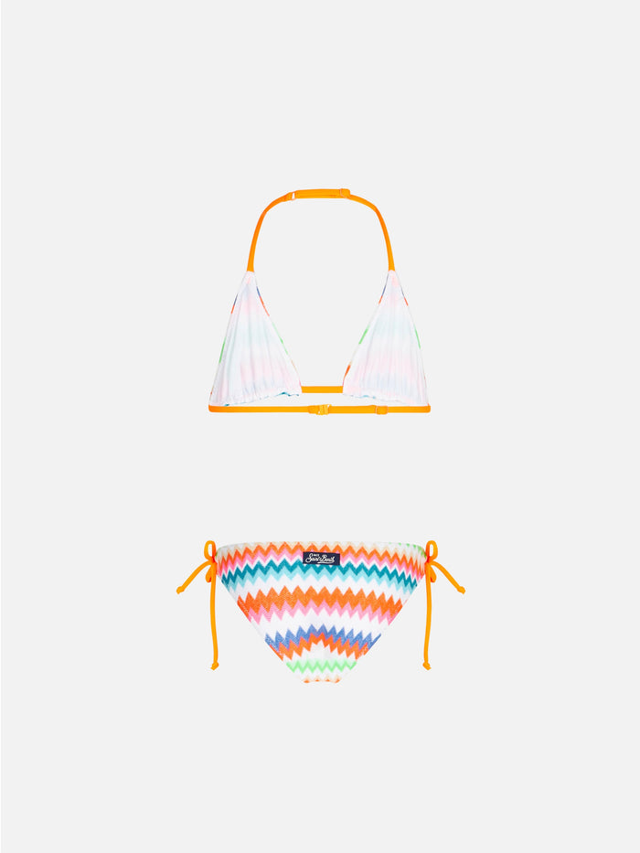 Girl Triangle Bikini With Multicolor Pattern