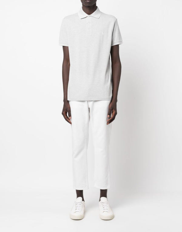 Polo Ralph Lauren Logo-Embroidered Cotton Polo Shirt — Gray