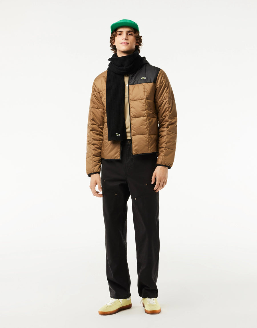 Lacoste Waterproof Colour-Block Puffer Jacket — Brown