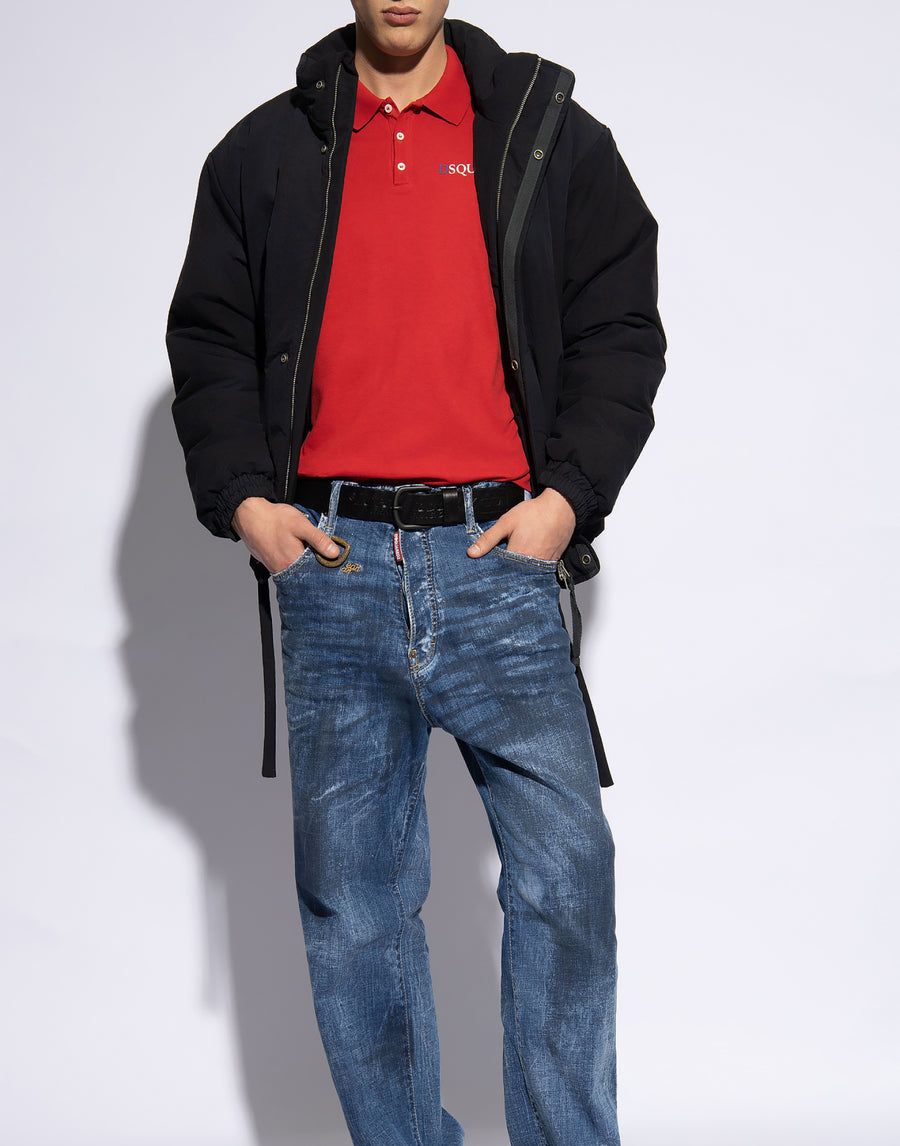 Dsquared2 Logo-Embroidered Cotton Polo Shirt — Red